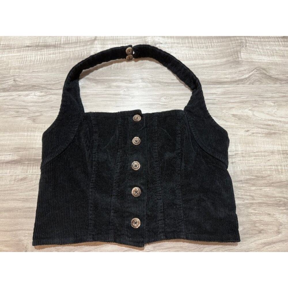 Don't Ask Why Women's Corduroy Halter Top - Black - One Size